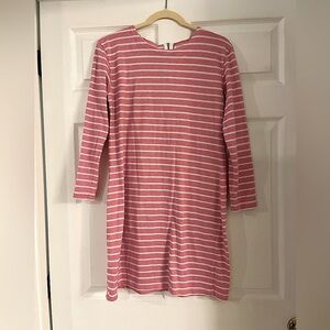 Sail to Sable pink white stripe nautical dress women’s size medium gold zipper